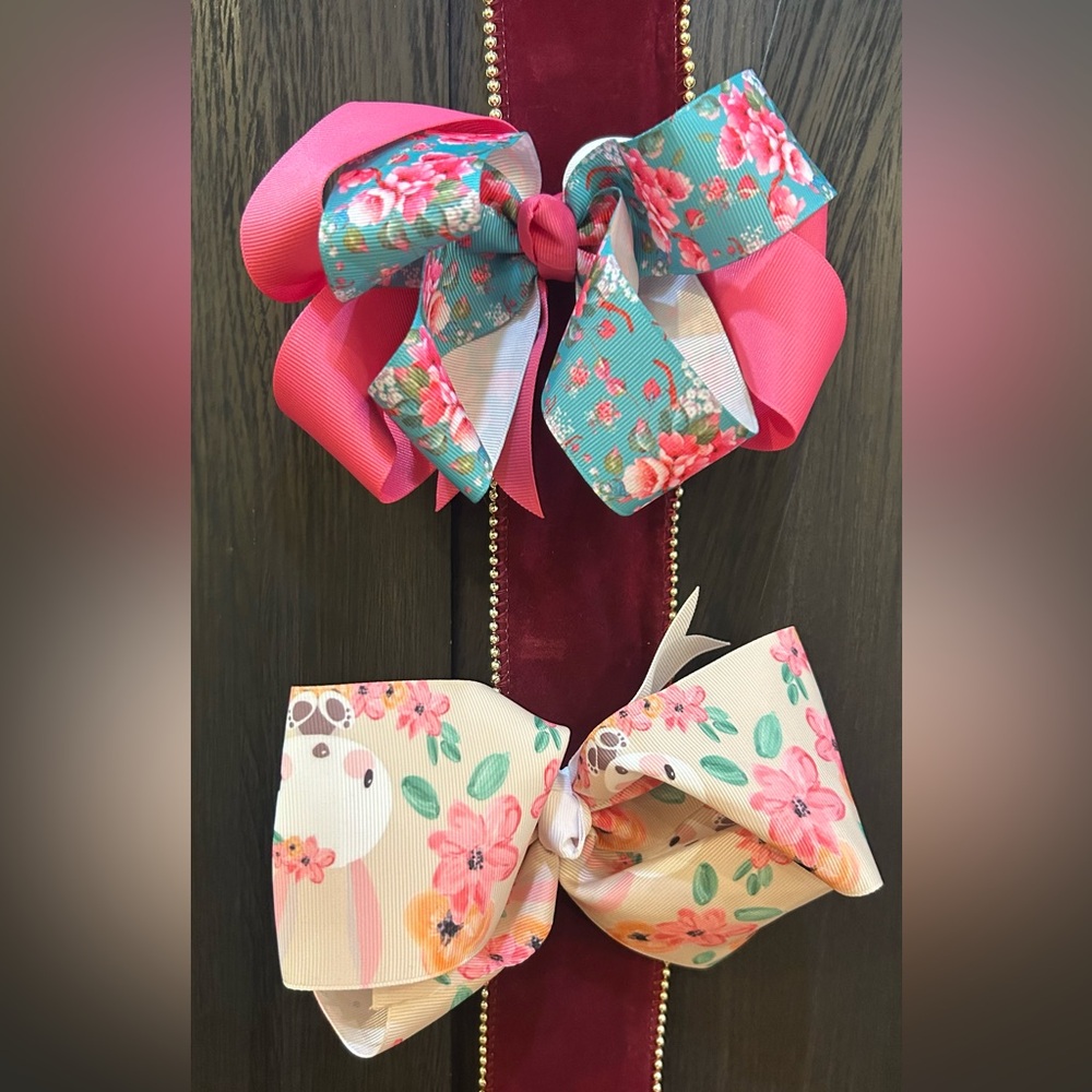 Girls Floral Bow Hair Clip Set